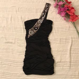 Arden B Stretch Beaded Black Dress